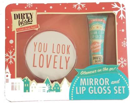 Dirty Works Mirror and Lip Gloss Set