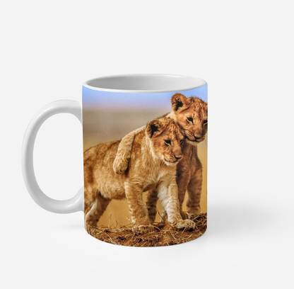 ExpressC Lovely Cubs baby lions playing design Coffee Porcelain, Bone China Coffee Mug