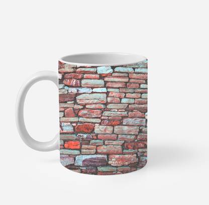 ExpressC Beautiful Zig Zag Brick Design Printed Coffee Porcelain, Bone China Coffee Mug
