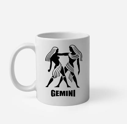ExpressC Gemini Sun Sign Printed on White Background Coffee Porcelain, Ceramic Coffee Mug