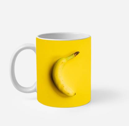 ExpressC Lovely Yellow Banana on Yellow background printed Coffee Porcelain, Bone China Coffee Mug