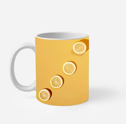 ExpressC Beautiful Lemon with Brown Background printed design Coffee Porcelain, Bone China Coffee Mug