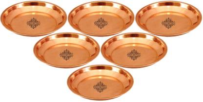 IndianArtVilla IndianArtVilla Copper Pooja Thali Plate, Poojan Purpose, Spiritual Gift Item, 5" Inch Each, Set of 6 Copper