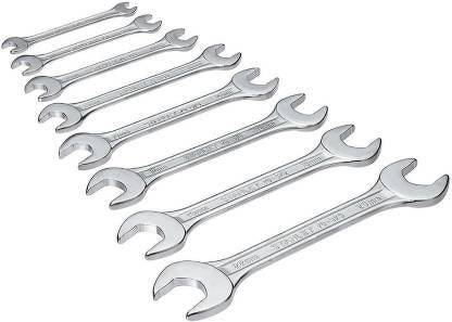 आईबेक्स 8 Units of double ended spanner Drop forged high quality carbon steel fully hardened and tempered chrome plated Double Sided Open End Wrench Set (Pack of 8) Double Sided Open End Wrench (Pack of 8) 8 Units of double ended spanner Drop forged high quality carbon steel fully hardened and tempered chrome plated Double Sided Open End Wrench Set (Pack of 8) Double Sided Open End Wrench (Pack of 8) डबल साइडेड ओपन एंड रिंच