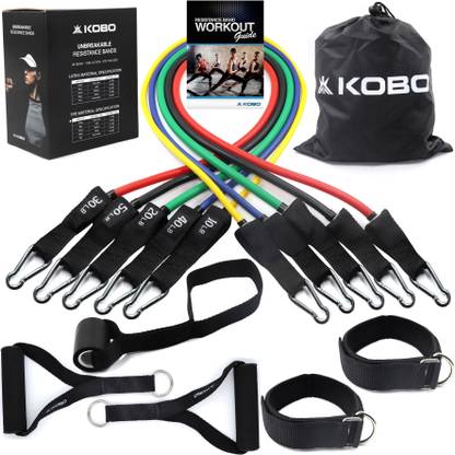 KOBO AC-87 TPE Material 5 in 1 Tubes Set Free Exercise Workout Guide for Training & Gym Resistance Tube