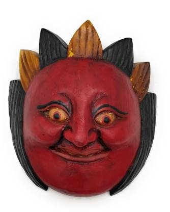 Bhunes Nepali Joker Face Wall Hangings |Wooden Arts | Wooden | Wall Hangings | Wall Decor | Handicarfts | Face | Gifts Decorative Showpiece  -  17 cm