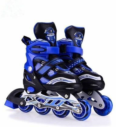 Voroly Adjustable Aluminium Inline Combo Set for Boys Kids and Girls Quad Roller Skates - Size L UK