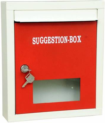 Lepose High Grade Metal Suggestion Box/Letter Box/Complaint Box/Donation Box with Two Key Lock Wall Mountable or On Table Surface (Red) Suggestion Box
