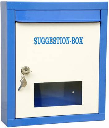 Lepose High Grade Metal Suggestion Box/Letter Box/Complaint Box/Donation Box with Two Key Lock Wall Mountable or On Table Surface (Blue) Suggestion Box
