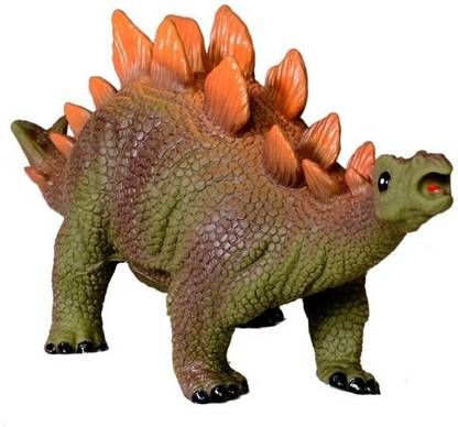Amitasha Realistic Squeezable Stegosaurus Dinosaur Toy with Real Sound for Kids, Big (Multicolour)