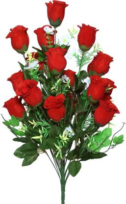 saf 21 VELVET FLOWER BUNCH Red Rose Artificial Flower