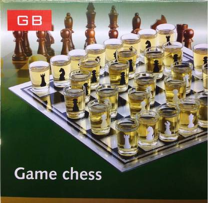 AweStuffs Drinking Chess Set Glass Board Shot Glass Drinking Game Set Strategy & War Board Game