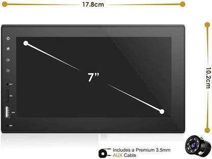 Dvis DVS-W103 Universal Fit Double Din 7 inch Full HD Touch Screen Car Stereo which supports BluetoothScreen Mirroring and Remote with HD 8 LED Night Vision Car Rear View Camera and AUX CABLE Car Stereo