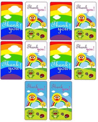 Party Hour Rainbow Theme Thank you Photo Booth Cards Invitation Card