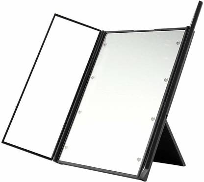 Vanity Makeup Mirror with Lights, LinkStyle Makeup Mirror Stand Foldable Mirror with 8 LED Lights for Tri-fold Beauty Cosmetic Travel Compact Design