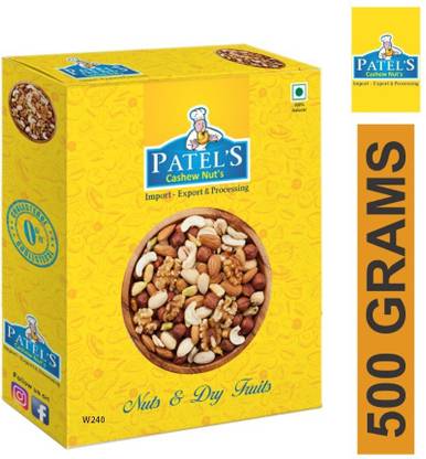 PATEL'S CASHEW NUT'S Whole Jumbo Size Cashew, W-180 500gm Cashews