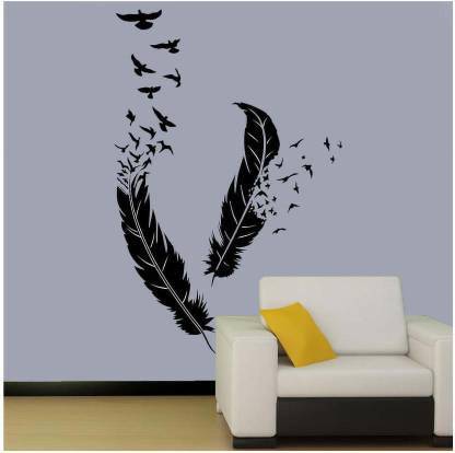 UD Unique Decor "Flying Feathers" Reusable Wall Stencil (38 x 64 inches) Wall Decor_304 Flying Feathers Stencil