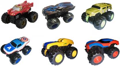JAYNIL ENTERPRISE Unbreakable Metal Mini Avengers Character Monster Truck Friction Powered Cars for Kids with Big Rubber Tires