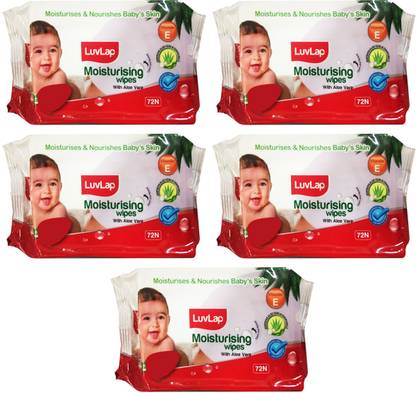 LuvLap Moisturising Wipes , 72 Pcs Pack, Combo of 5