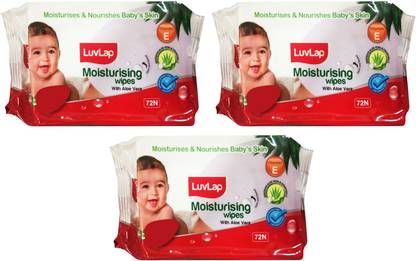LuvLap Moisturising Wipes , 72 Pcs Pack, Combo of 3