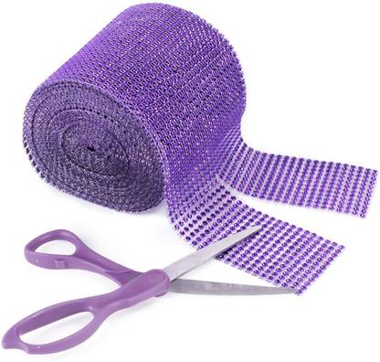 N/A Purple Rhinestone Diamond Style Arts And Crafts Decorating Mesh Ribbon