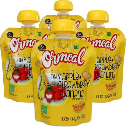 Ormeal Only Apple + Strawberry + Banana Organic Fruit Puree Cereal