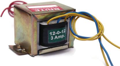 Electronic Spices Transformer 220V AC to 12-0-12 AC Current 3A -Step Down (3000 mA) Vertical Mount Electric Power Transformer Power Supply Electronic Hobby Kit