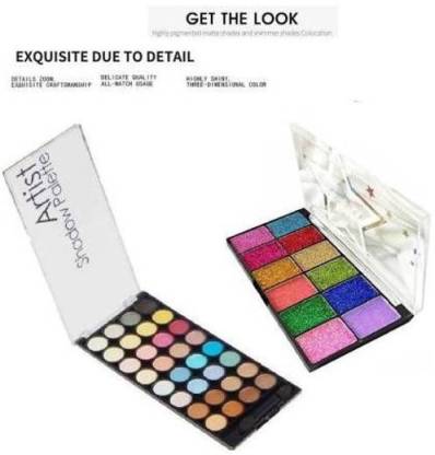 ADJD BEST ARTIST 32 COLOR METALLIC WITH 12 COLOR GLITTER EYE SHADOW PALETTE COMBO 55 g