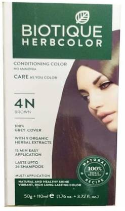 BIOTIQUE Bio Hair Colour N4 50gm+110ml , Brown