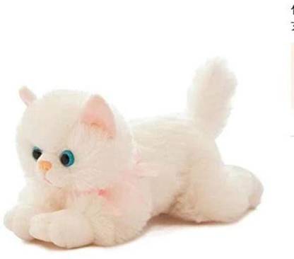 A Little Swag Imported White Musical Cat with Sound Meow Plush Animal Figure,Christmas Gift Soft Stuffed Toy for Kids