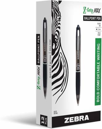 Zebra Pen Zebra Z-Grip Max Bold Retractable Ballpoint Pen, 1.2Mm, Black, 12-Pack Ball Pen