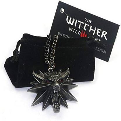 Windup Witcher Wolf Head Red Eye Medallion Pendant Metal Locket