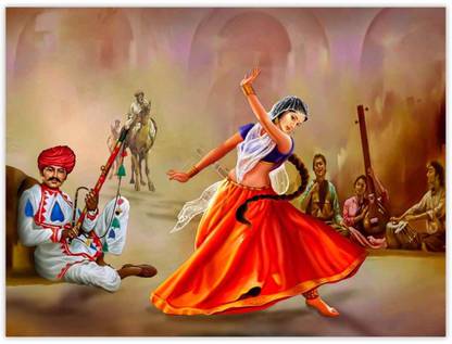 Rajasthani Folk Dance Paper Poster Paper Print