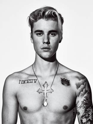 Justin Bieber Black And White Poster Paper Print(12 inch X 18 inch, Rolled)Wall Poster Without Frame. Paper Print