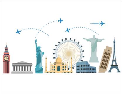 Creatick Studio 44 cm Seven Wonders Wall Sticker 44cm x 91cm Self Adhesive Sticker