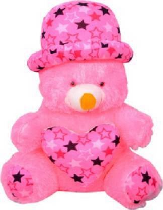 hasya big store cap teddy bear 2feet pink 65cm nice quality teddy bear topi  - 65 cm