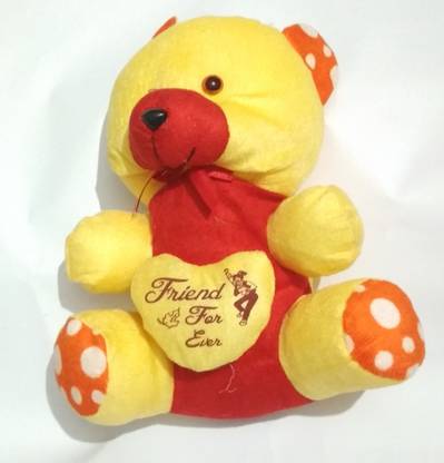 mahakali galleries Yellow And Red Teddy with "Friends Forever" Message  - 30 cm