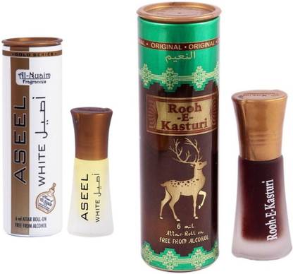 Al Nuaim ASEEL WHITE & Rooh e Kasturi Herbal Attar