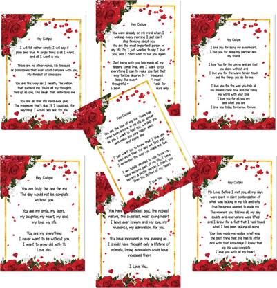 OddClick Set of 7 Love Cute Romantic Love Letter For Girlfriend Boyfriend Husband Wife Fiance Greeting Card