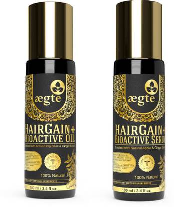 aegte HairGain + Bioactive Serum with HairGain+ Bioactive Hair Oil Combo with Apple Extract & Holy Basil for Healthy Hair (Pack of 2)