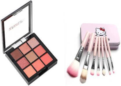 RTB 7 Pcs Makeup Brush With Ultimate Eye Shadow Palette 9 Color