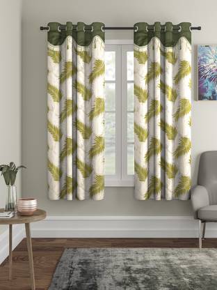 Cortina 150 cm (5 ft) Polyester Semi Transparent Window Curtain (Pack Of 2)