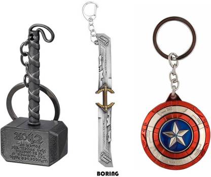 BORING Thanos Sword Captain America shield & THOR Hammer Miniature Key Ring Collectible Avengers Endgame Key Chain
