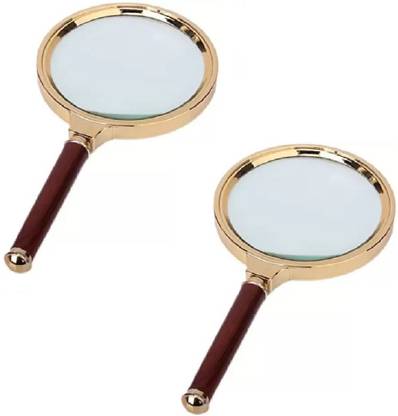 Protos India.Net 2Pcs 60 mm Hand Held Magnifier Lens 5X Wood Finish 5x Page Magnifier