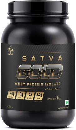 SATVA Gold Protein Supplement | Whey Protein Isolate with Digezyme | Gluten Free Whey Protein