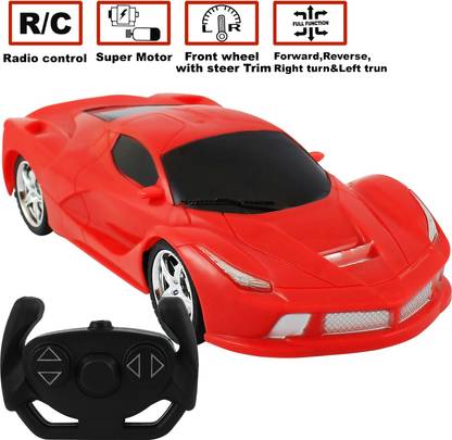 एनी Remote Control Car Four Way High Speed | Right Left Backward And Forward Direction | 22 Cms Length | Kids Best Gift | Red Colour | Battery Operated | Non-Toxic