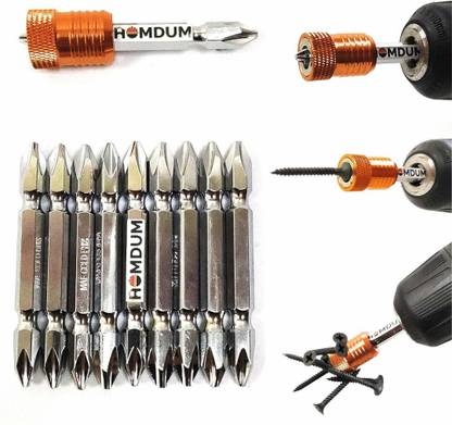 Homdum Magnet Driver Bit - Double Ended/Anti-Slip Screwdriver Insert Bit with Magnetic Screw Holder with self-Locking Cups (Set of 10 Pcs) Screwdriver Bit Set