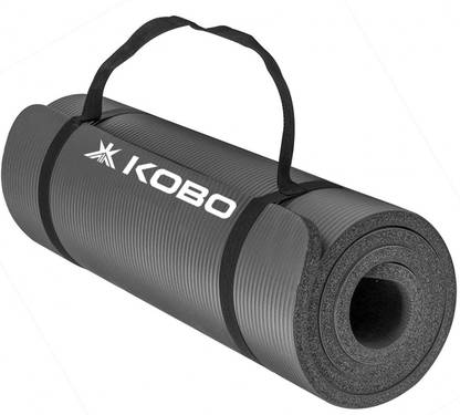 KOBO 15 mm NBR Athletica Multi-use Thick Exercise , Non-slip Anti-tear for Hot Yoga Grey 15 mm Yoga Mat