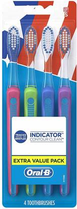 Oral B Oral-B 40 Soft Bristles Indicator Contour Clean Toothbrush, 4 Count Soft Toothbrush