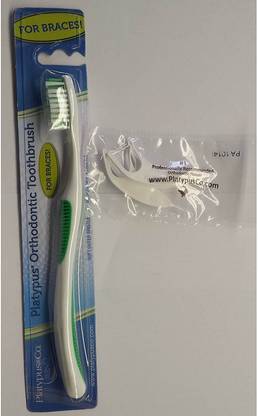 Platypus Ortho Flosser for Braces BULK PACK (225/bag) - And Toothbrush Soft Toothbrush